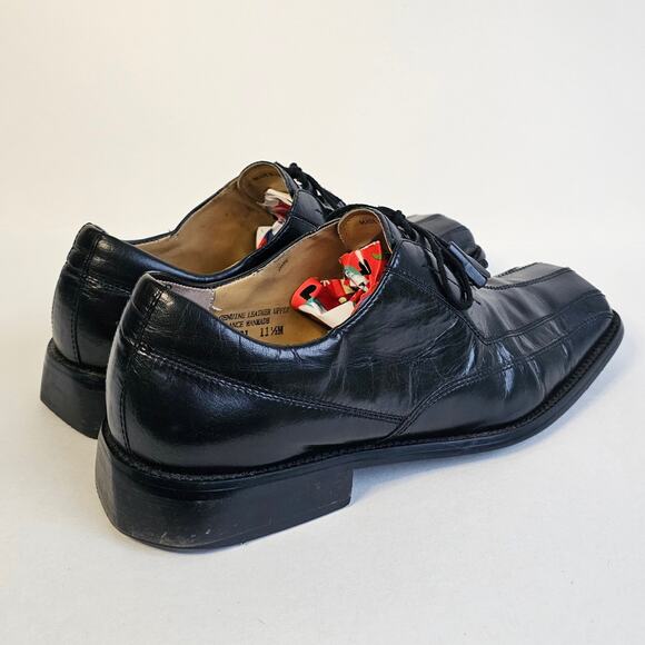Black Leather Square Toe Oxford Giorgio Brutini Size 11.5 Dress Shoe Tassels - Picture 6 of 13